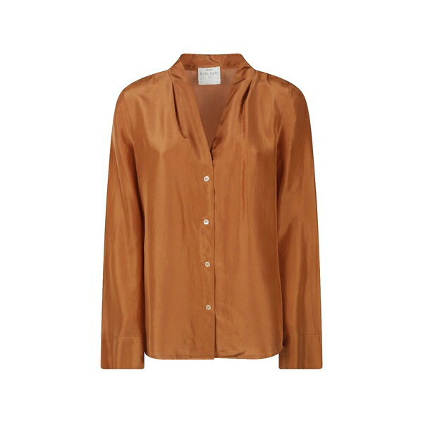 フォルテ フォルテ レディース プルオーバー トップス V-neck button-down shirt Brown