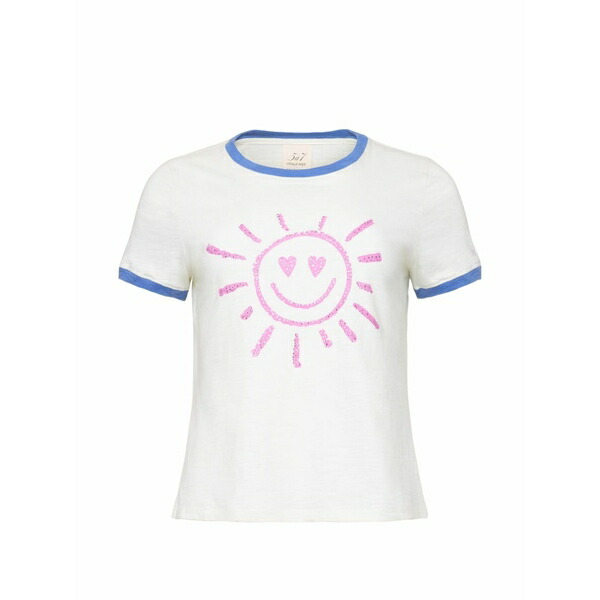サンクアセプト レディース プルオーバー トップス Smiling-sun rhinestone-embellished t-shirt White