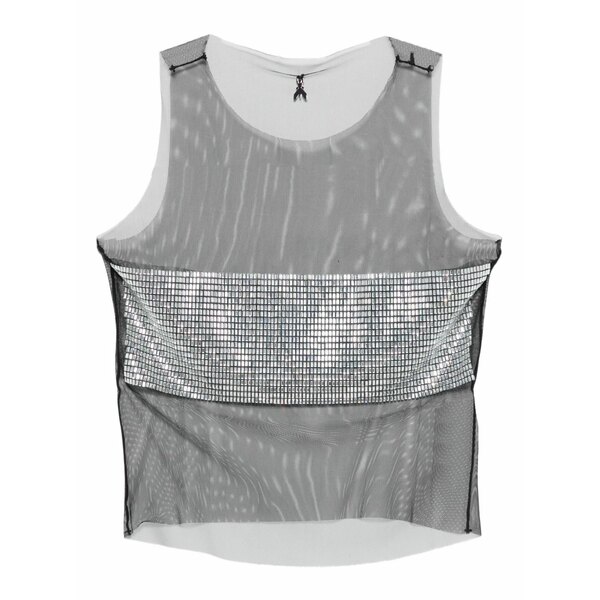 パトリツィア ペペ レディース カットソー トップス Rhinestone-embellished tank top Metallic