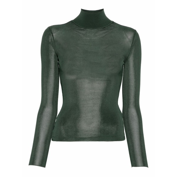 セルフ・ポートレイト レディース ティーシャツ トップス Ribbed turtleneck top Green