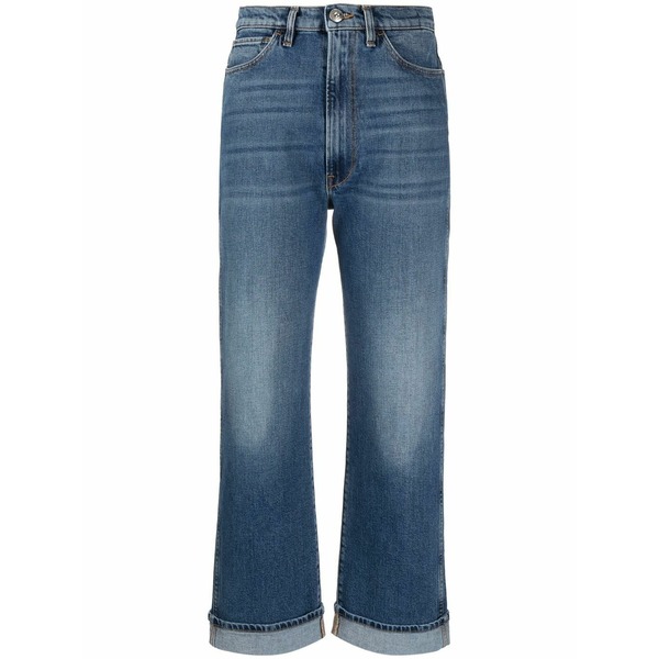 スリーバイワン レディース ジーンズズボン下 ボトムス High-rise straight-leg jeans Blue