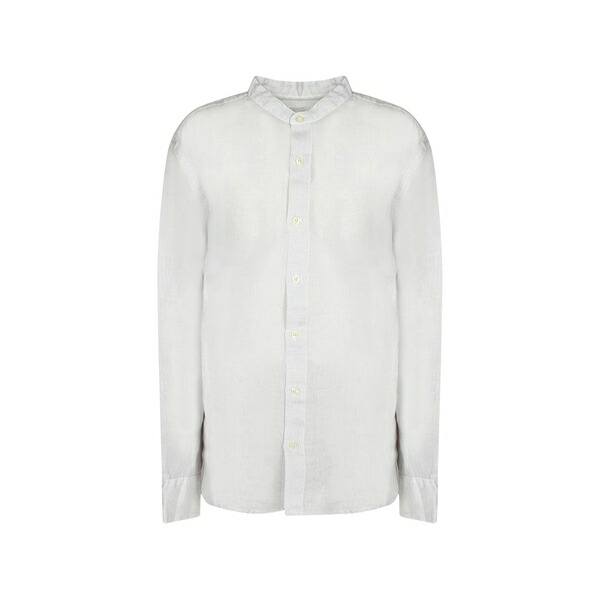 １２０％リノ メンズ ティーシャツ トップス Band-collar long-sleeve shirt White