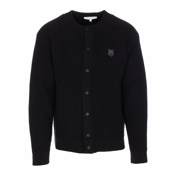 住み家 稲荷 メンズ ジレー アウター Fox head ribbed cardigan Black