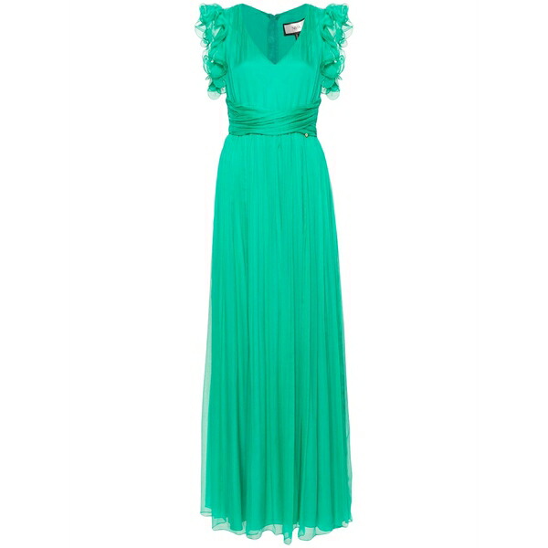 ニッサ レディース 衣裳 トップス Ruffled silk maxi dress Green