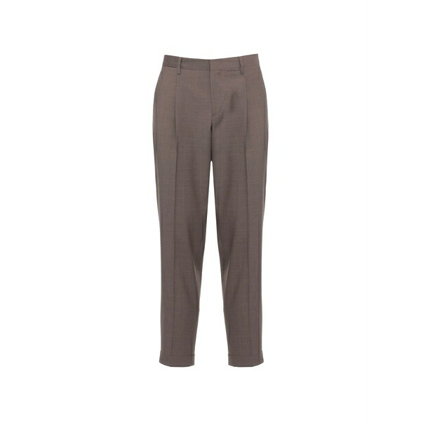 ブリ後ろ側 1949 メンズ 心地よいズボン下 ボトムス Pleated turn-up trousers Brown