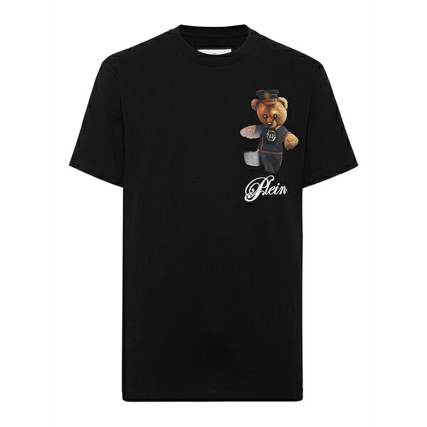 フィリップ飾り気のない メンズ ティーシャツ トップス Teddy bear-print t-shirt Black