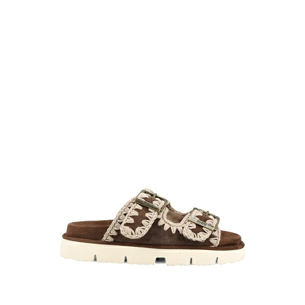 モウ レディース サンダル シューズ Buckle crocheted sandals Brown