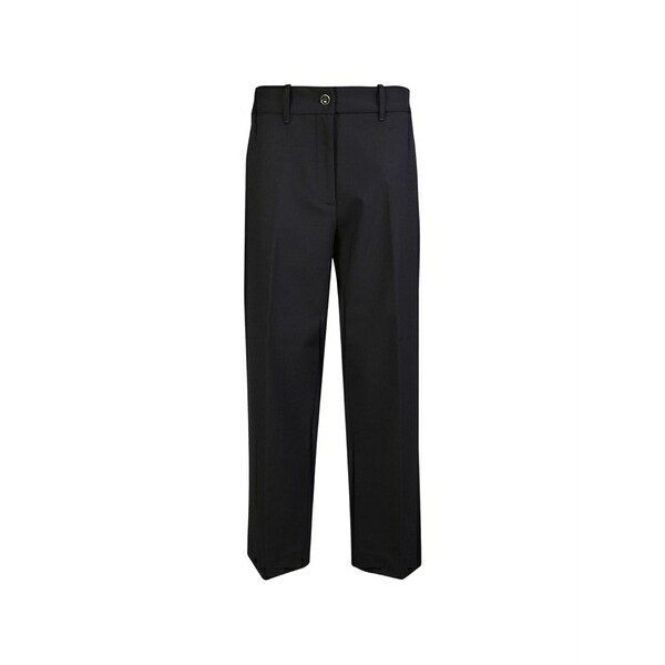 野球クラブ はたご屋 ザ 昼まえ レディース 心地好いズボン下 ボトムス Pressed-crease straight-leg trousers Black