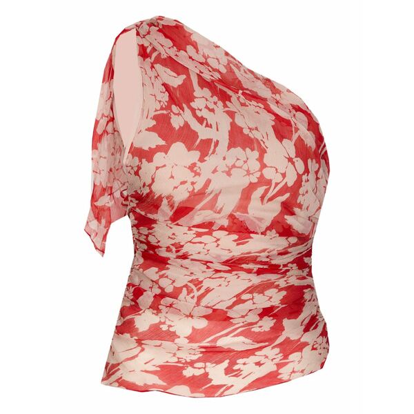 ヴィクトリア ベッカム レディース プルオーバー トップス One-shoulder draped blouse Red