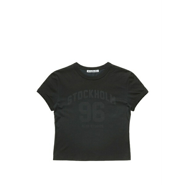 アクネ ストゥディオズ レディース ティーシャツ トップス Logo-print short-sleeve t-shirt Black