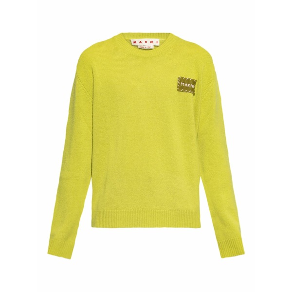 マルニ メンズ 編み物\u0026ティーシャツ アウター Logo-patch sweater Green