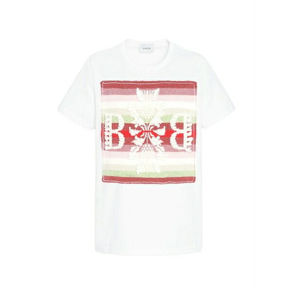 バリー レディース Tシャツ トップス Striped logo-patch t-shirt White|asty
