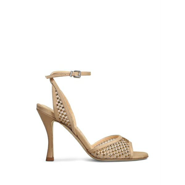 シャンタル レディース サンダル シューズ Crystal-embellished mesh-panel sandals Neutrals