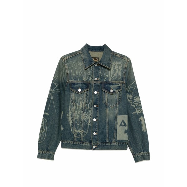 アリーズ メンズ 上衣＆上衣 アウター Graphic-print denim jacket Blue