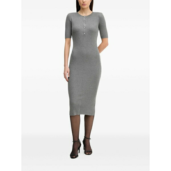 ダナ キャラン ニューヨーク州 レディース 衣裳 トップス Button ribbed dress Grey