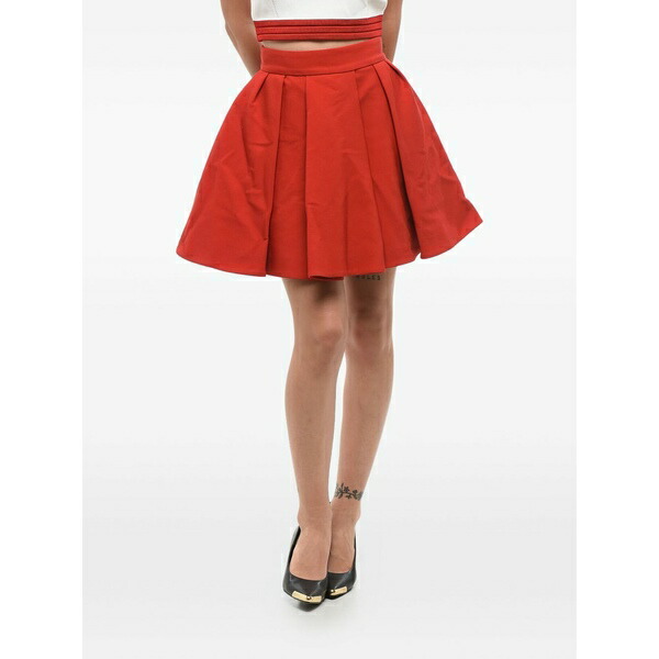 バルマン レディース スコート ボトムス Pleated zip skirt Red