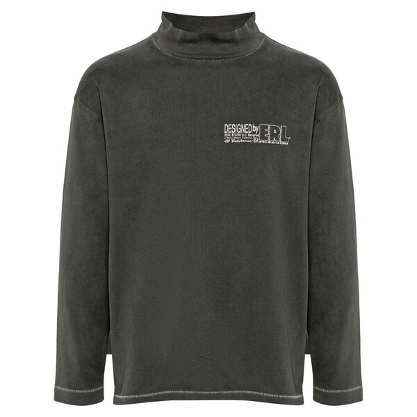 エアル メンズ ティーシャツ トップス Logo-print turtleneck t-shirt Grey