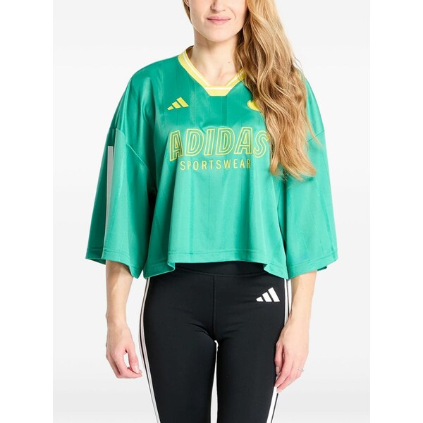 アディダス レディース ティーシャツ トップス 3-stripes oversized cropped jersey Green