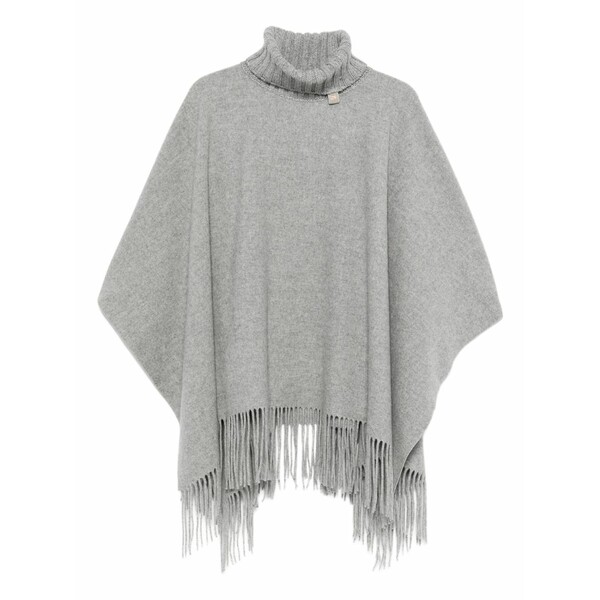 ファビアナ フィリッピ レディース 厚地の外套 アウター Turtleneck fringe poncho Grey
