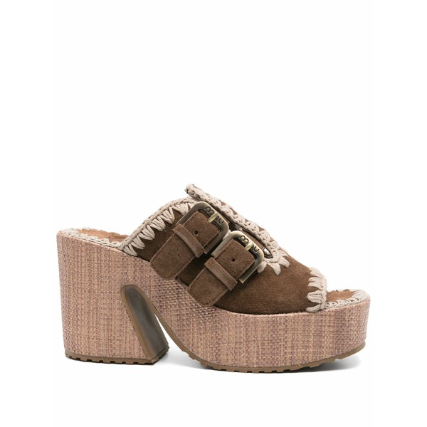 モウ レディース サンダル シューズ 90粍 decorative-stitching sandals Brown