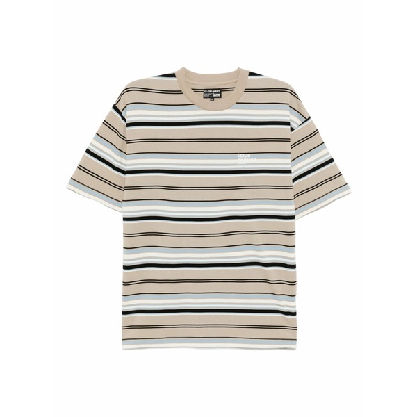 イズエ メンズ ティーシャツ トップス Striped logo t-shirt Brown