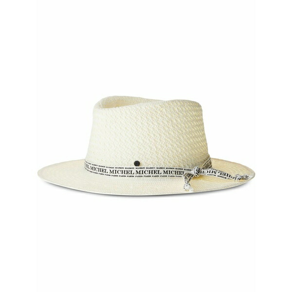 メゾンミッシェル  レディース 鳥打ち帽 付属物 Andr￡ woven logo-trim hat White
