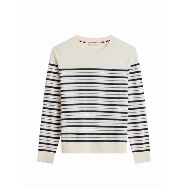 トミー ヒルフィガー レディース 編み物\u0026ティーシャツ アウター Striped-pattern sweater Neutrals