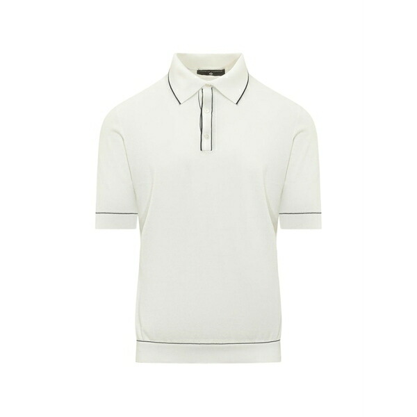 フィリッポ デ ラウレンティス メンズ スポーツシャツ トップス Contrast-trim polo shirt White