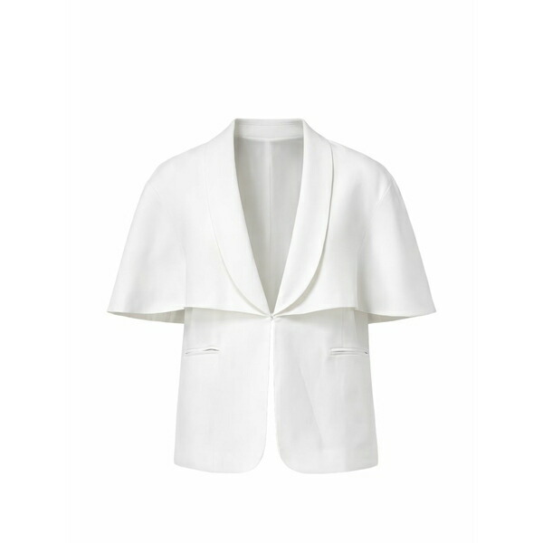 ツイン書き割り レディース 厚地の外套 アウター Notched cape jacket White