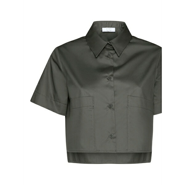 騒々しい混乱 レディース ティーシャツ トップス Patch-pocket short-sleeve shirt Green