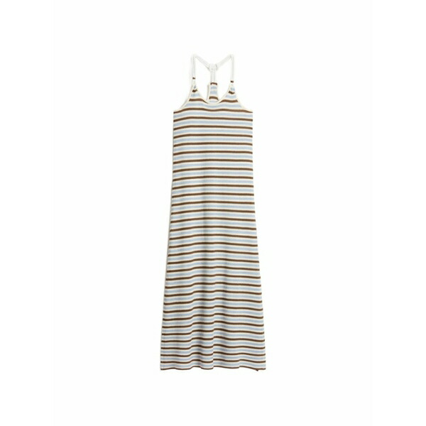 羊毛 一財産 レディース 衣裳 トップス Striped side-slit maxi dress White
