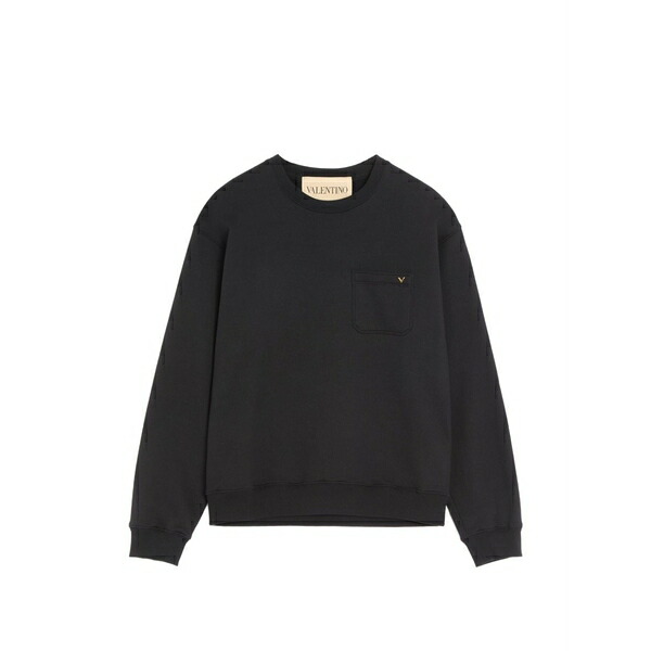 ヴァレンティノ ガラヴァーニ メンズ パーカー・スウェットシャツ アウター Cotton sweatshirt with vgold Black