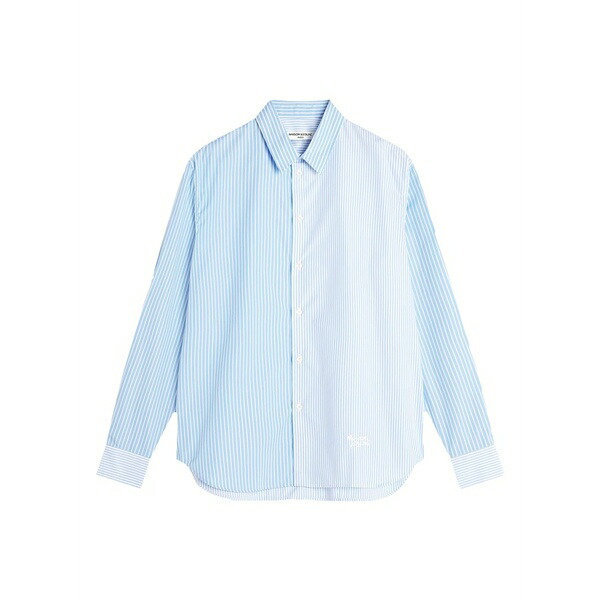 住み家 稲荷 メンズ プルオーバー トップス Striped embroidered shirt Blue