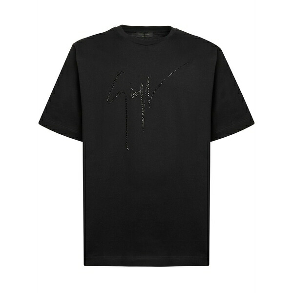 ジュゼッペザノッティ メンズ ティーシャツ トップス Lr-23 rhinestone-embellished logo t-shirt Black