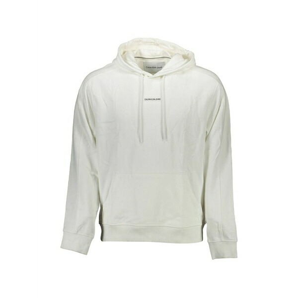カルバンクライン メンズ パーカー・スウェットシャツ アウター Logo-print cotton hoodie White