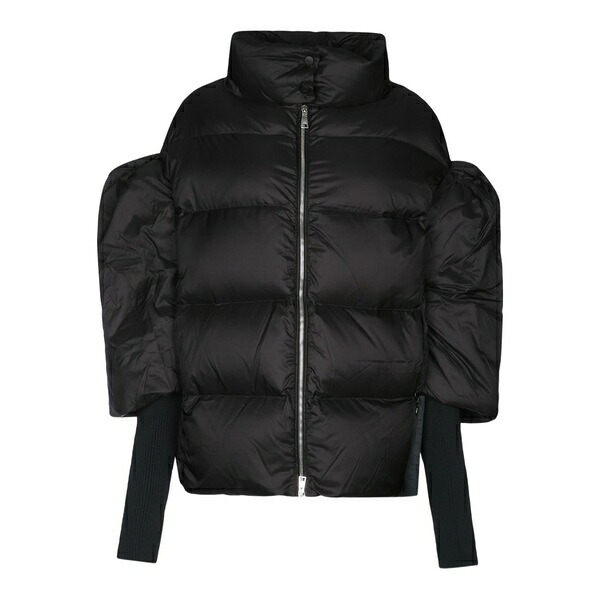 エーディーディーダウン レディース 上衣＆上衣 アウター Puff-sleeve quilted puffer jacket Black