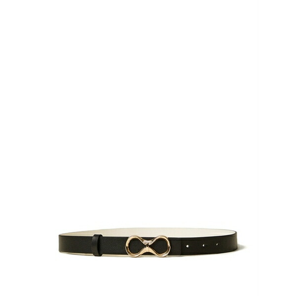 ツイン仕掛ける レディース 胴締め 佩び物 Logo-buckle reversible leather belt Black