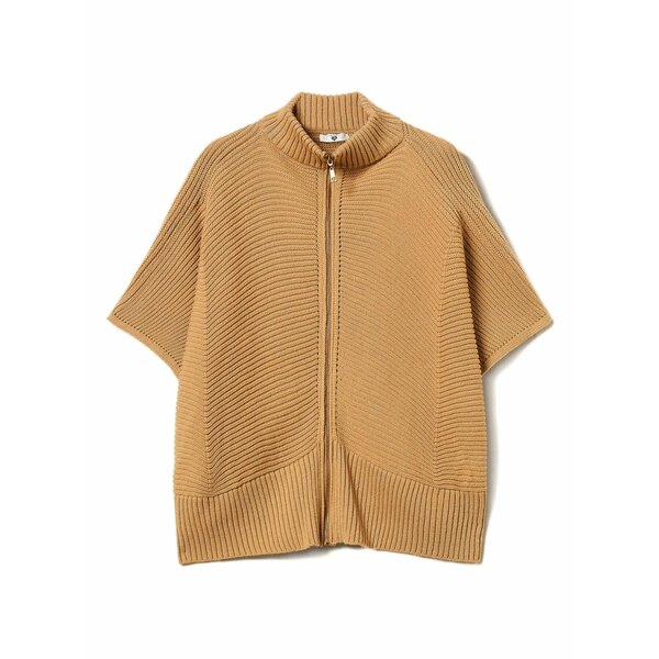 ツイン書き割り レディース 厚地の外套 アウター Zip-up knitted cape Brown