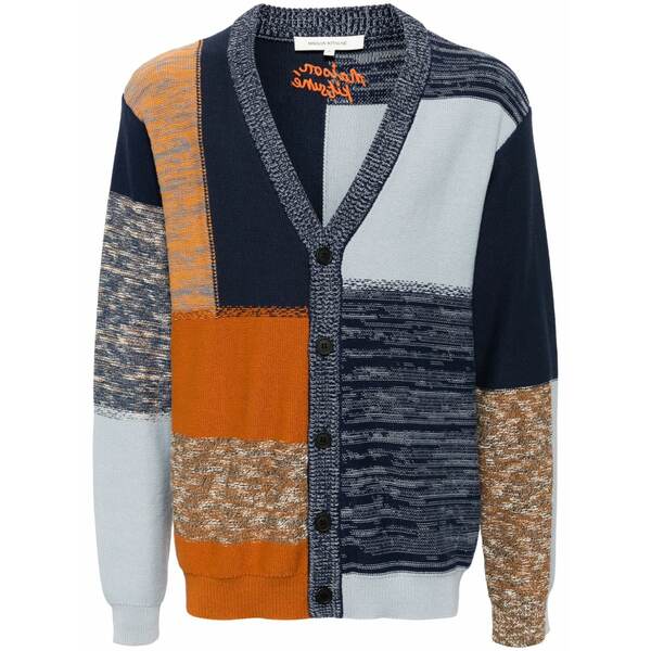 棲み家 稲荷 メンズ ジレー アウター V-neck knit cardigan Blue