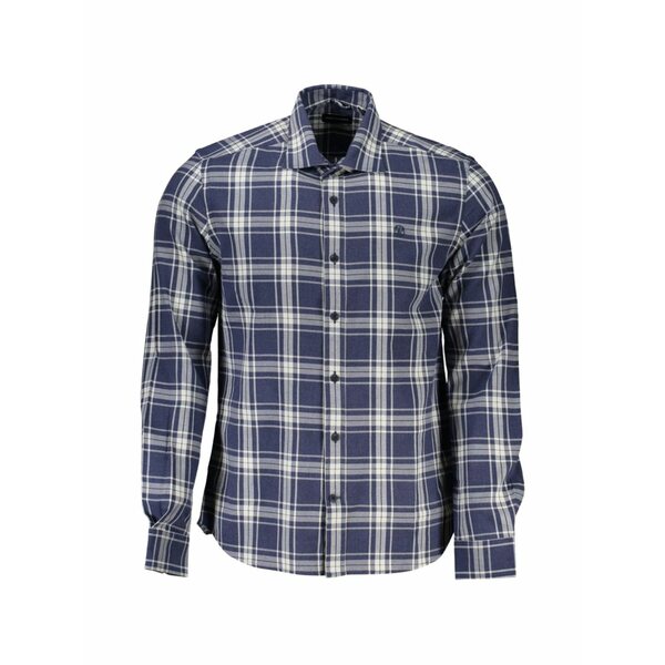北の方大売り出し メンズ プルオーバー トップス Plaid long-sleeved shirt Blue