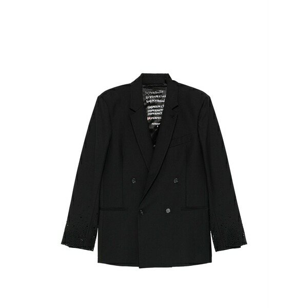パトリツィア ペペ メンズ 上衣＆上衣 アウター Embellished double-breasted blazer Black