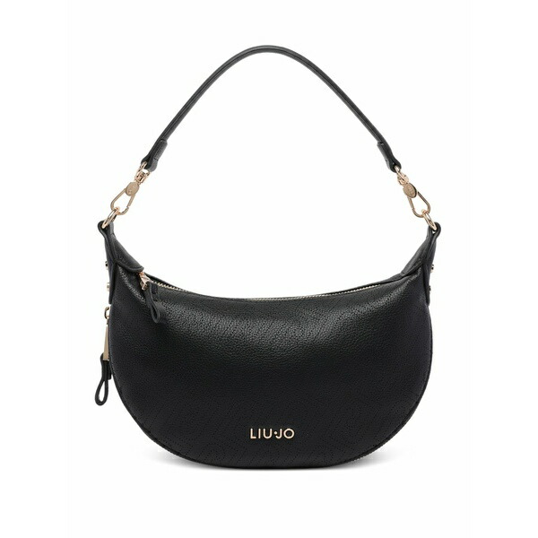 リュージョー レディース ショルダーバッグ 御徒面子 Logo zip shoulder bag Black