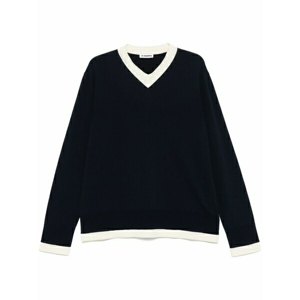 ジル・サンダー メンズ 編み物\u0026ティーシャツ アウター V-neck sweater Blue