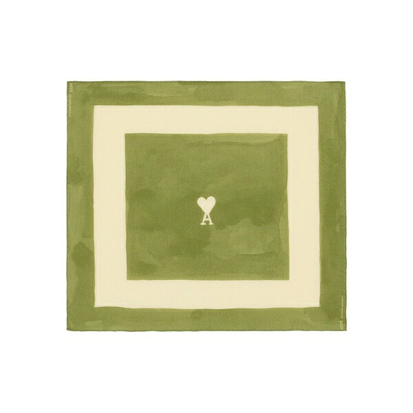 アミ メンズ マフラー・ストール・スカーフ アクセサリー Ami de coeur printed scarf Green|asty