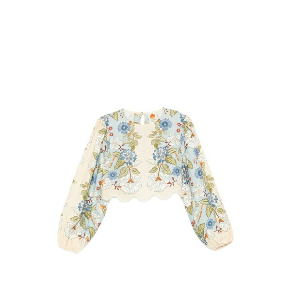 耕園 リオ レディース プルオーバー トップス Green garden linen blouse Neutrals