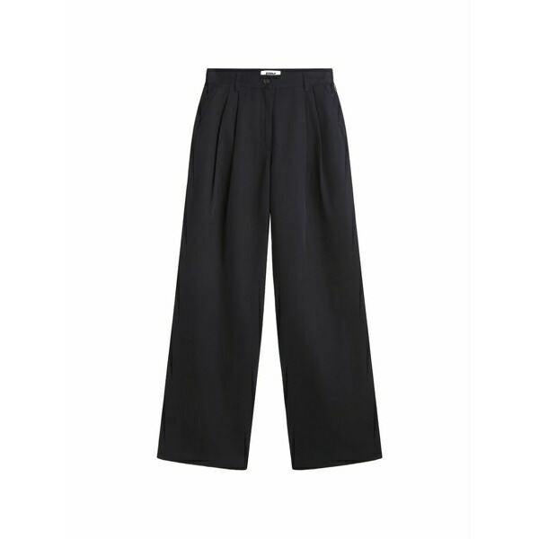 エコアルフ レディース 心地よいズボン下 ボトムス Miel pleated wide-leg trousers Blue