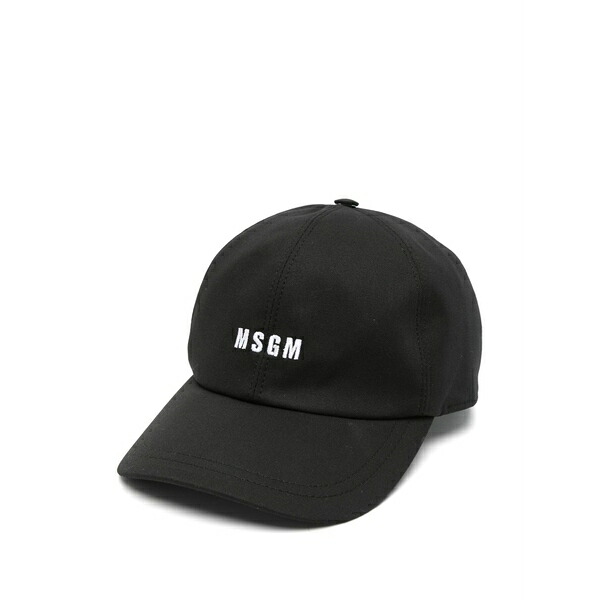エムエスジイエム メンズ かぶり笠 佩び物 Logo-embroidered baseball cap Black