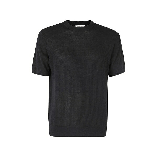 カングラ メンズ Tシャツ トップス Knitted short-sleeve t-shirt Black｜asty 38,870円