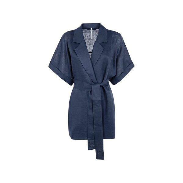 リビアナコンティ レディース 上衣＆上衣 アウター Belted short-sleeve jacket Blue