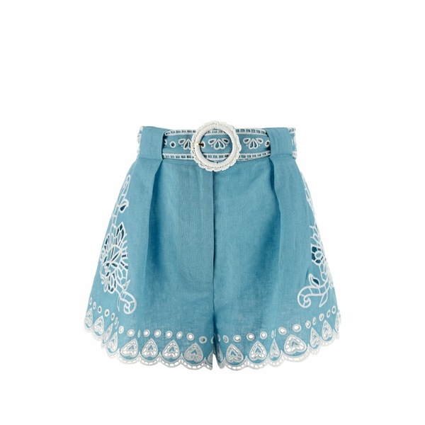 農園 リオ レディース 心地好いズボン下 ボトムス Romantic richelieu cut-out shorts Blue